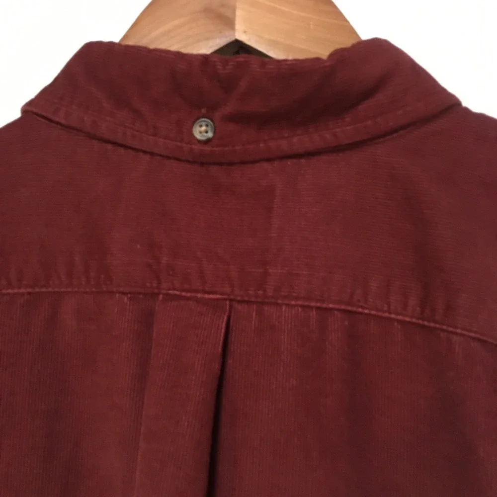 Banana Republic Men XL Shirt Red Corduroy Slim Fit Button 90s Y2K Preppy Holiday